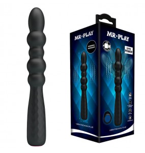 MR PLAY - Vibrating Beaded Anal Plug Wand (Chargeable - Black)
